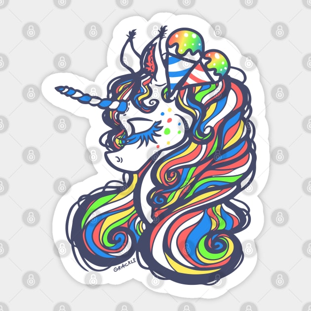 Snowcone Unicorn Sticker by Jan Grackle